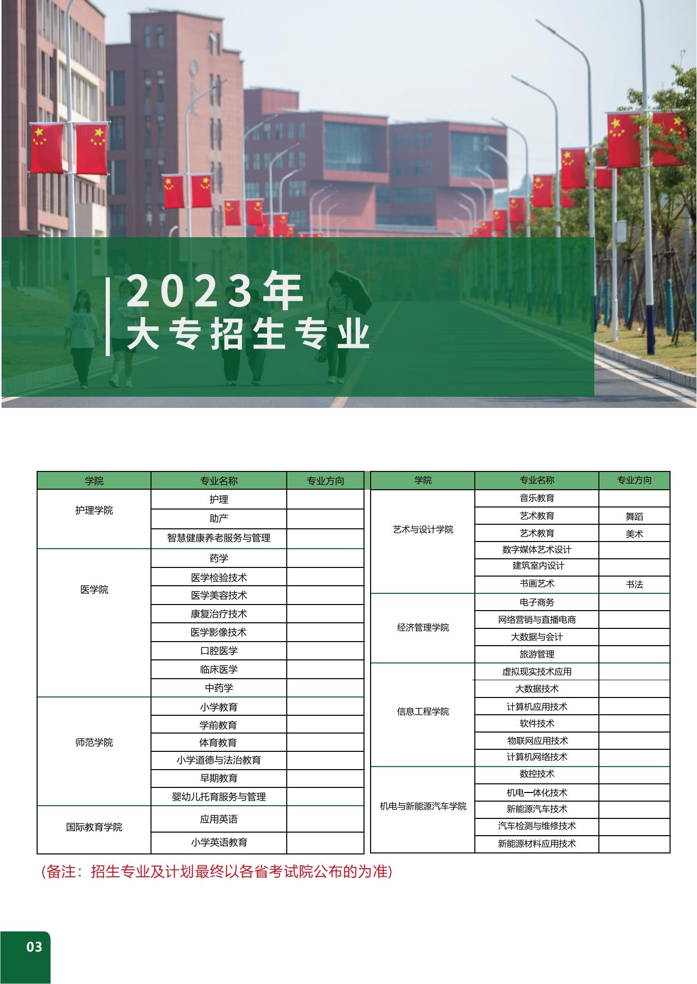 宜春职业技术学院2023年统招大专招生简章